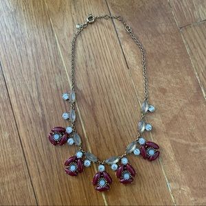 J.Crew Maroon flower necklace with crystals